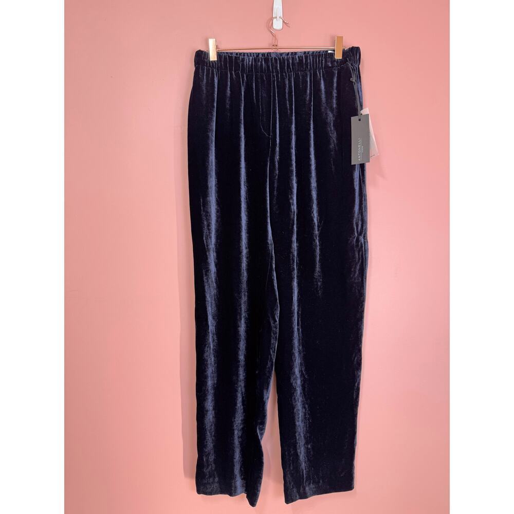 Antonelli Firenze Velour Trousers in Midnight Navy Blue Size 44/Large